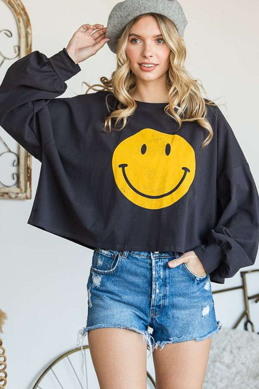 Stilla | Ansigt Langærmet Crop Top