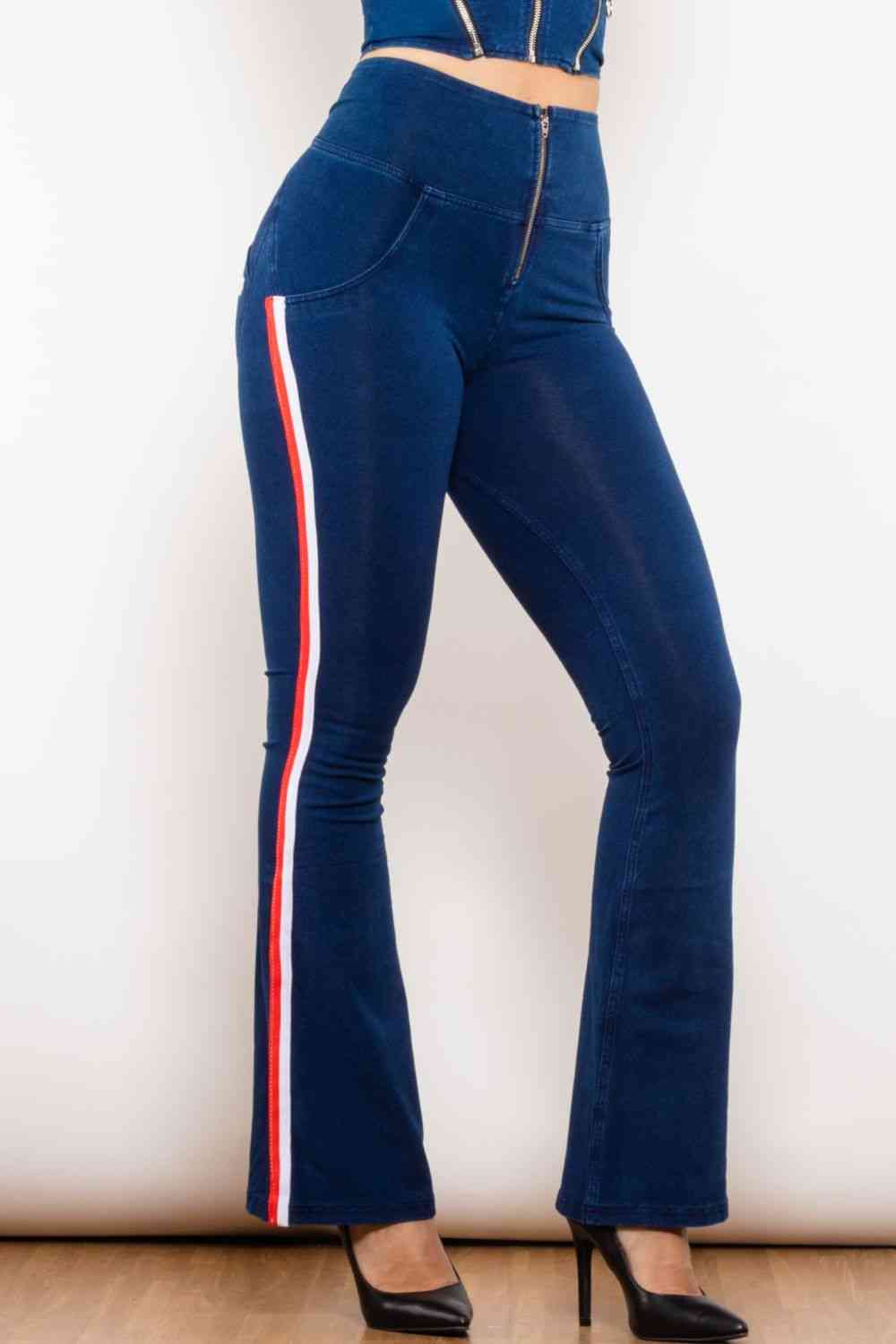 Stilla | Stripe Lynlås Lukning Bootcut Jeans