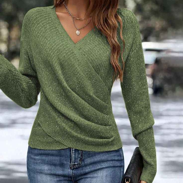 Stilla | Pullover Med V-hals Ensfarvet