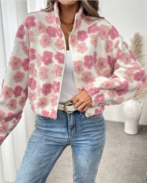 Stilla | Cozy Fleecejakke med Candy Blomstermønster