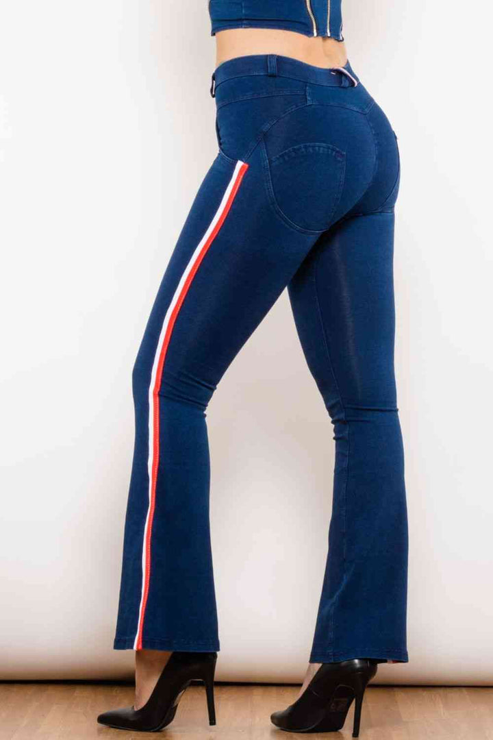 Stilla | Stripe Buttoned Bootcut Jeans