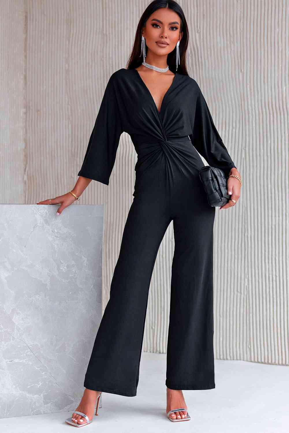 Stilla | Plunge Trekvart Ærme Jumpsuit