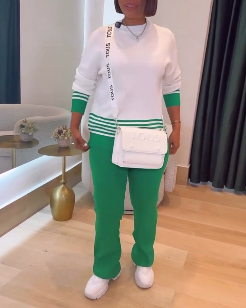 Stilla | Kontrast Pullover Bukser Sæt