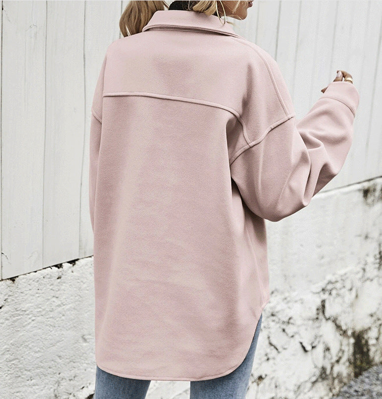 Stilla | Jakke Oversized Fit Blød Tekstureret Kvalitet Knaplukning Store Lommer
