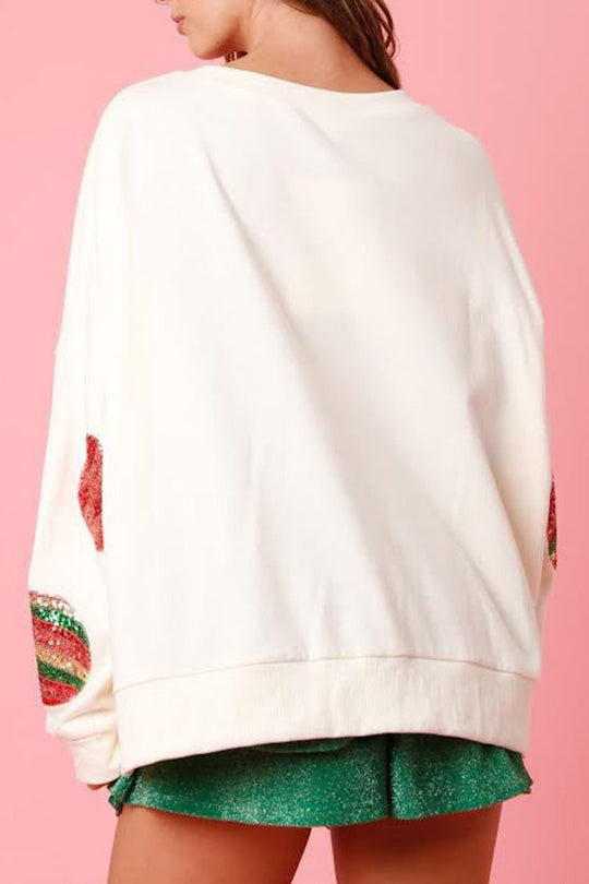 Stilla | Juleæg Pailletter Casual Langærmet Sweatshirt