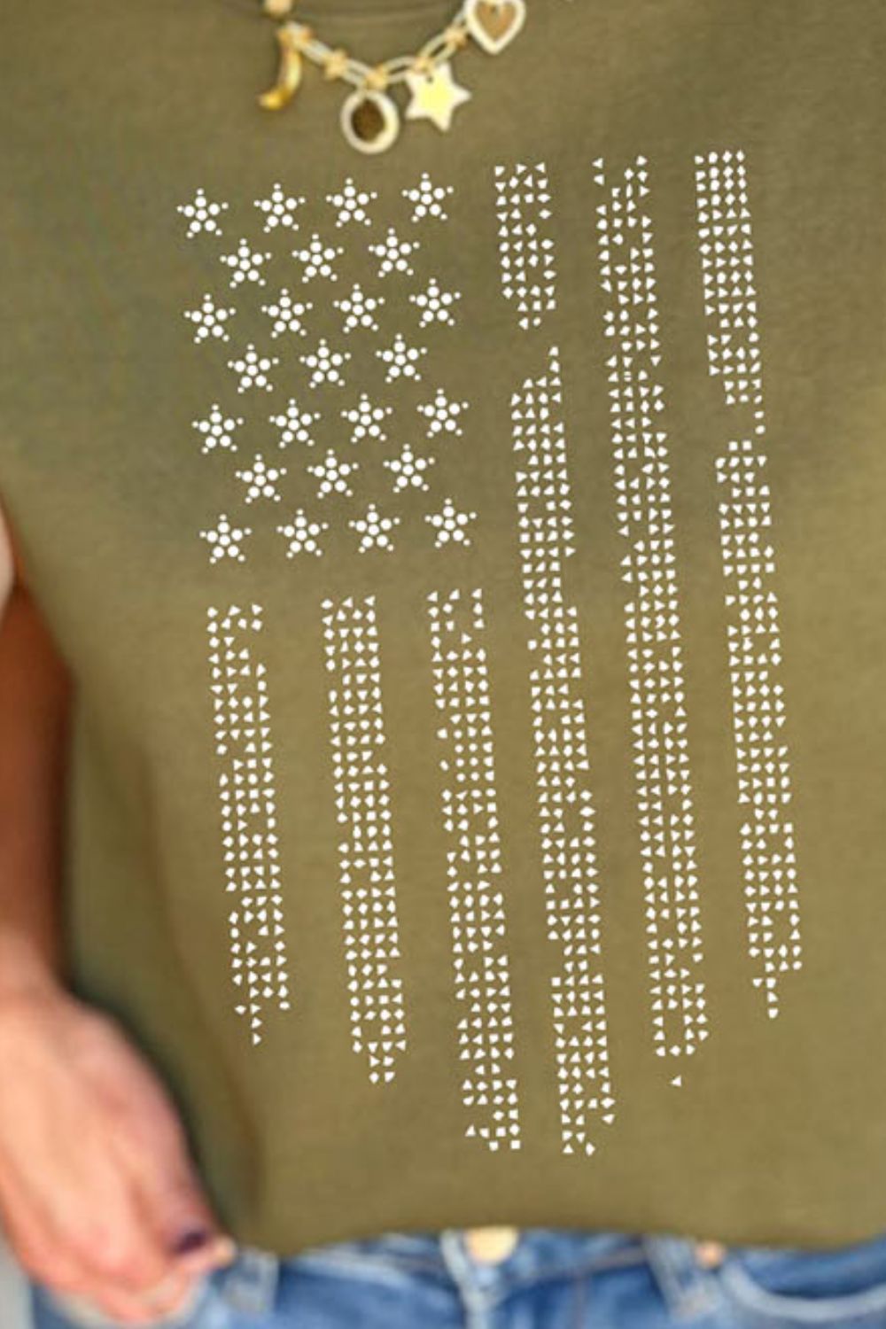Stilla | US Flag Rund Hals Kappe Ærme T-Shirt