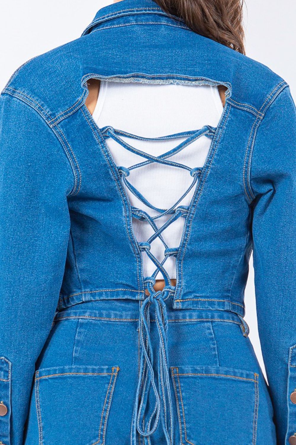 Stilla | Bazi Snittet Ryg Cropped Denim Jakke