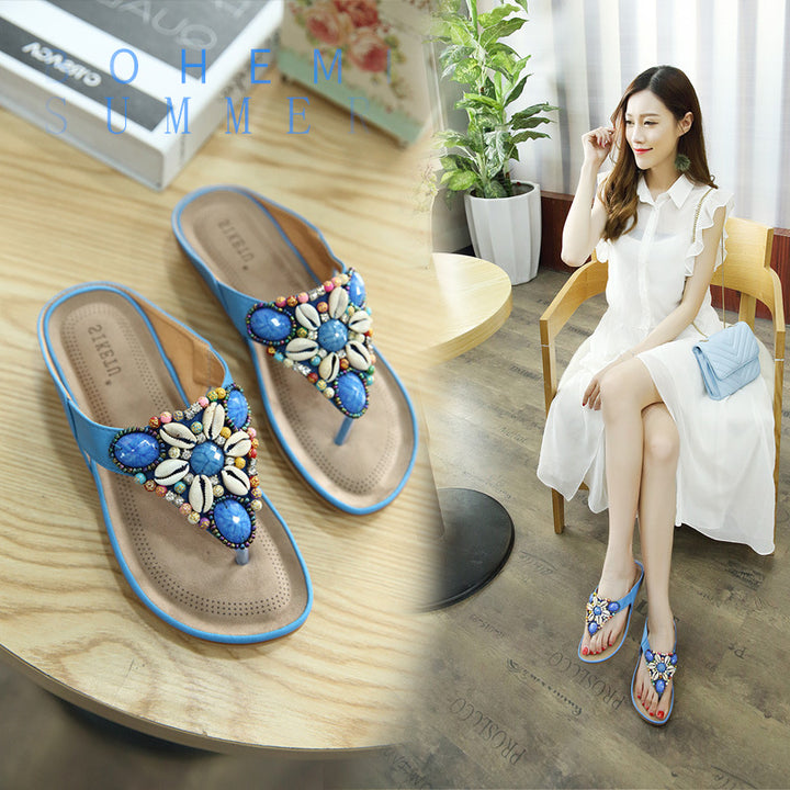 Dame behagelige flip-flops med kunstneriske dekorationer Stilla