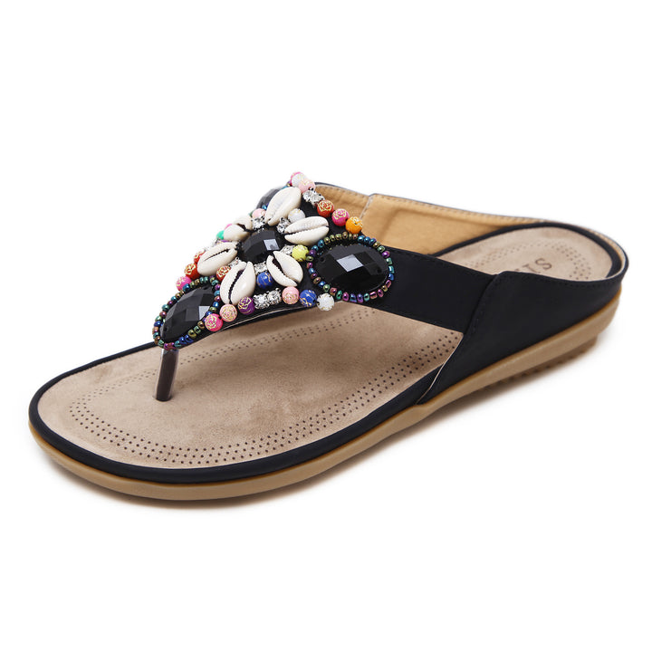 Dame behagelige flip-flops med kunstneriske dekorationer Stilla