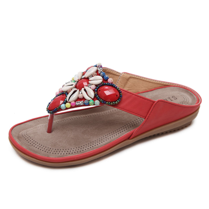 Dame behagelige flip-flops med kunstneriske dekorationer Stilla