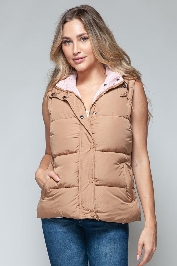 Stilla | Snob Hoodie Vest Med Trykknap og Lynlås