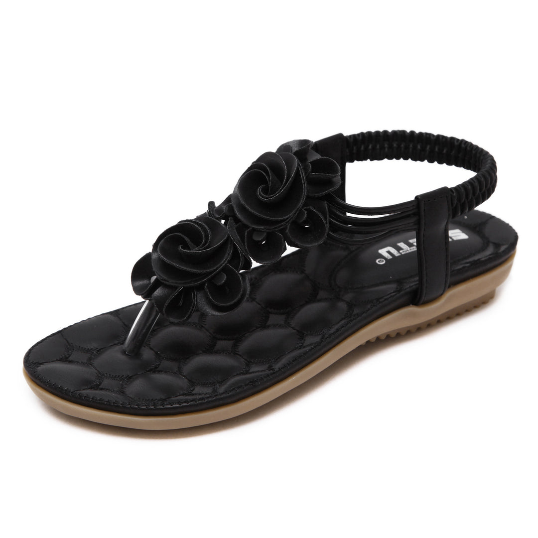 Dame blomster-applikerede flip-flops Stilla