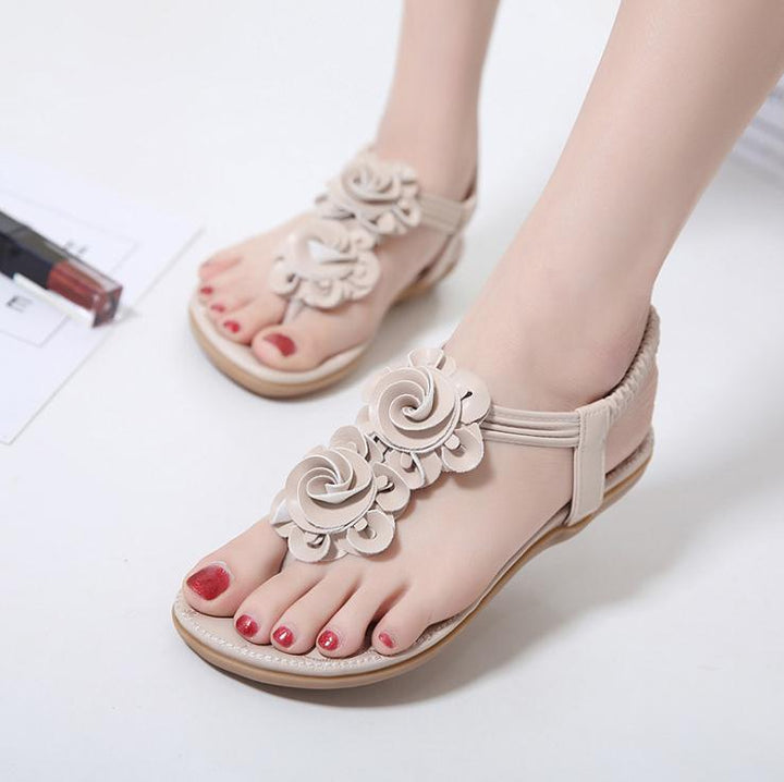 Dame blomster-applikerede flip-flops Stilla