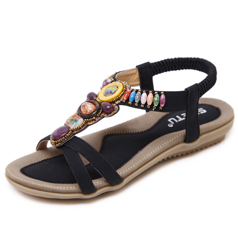 Dame mode sandaler med dekorativ fodseng-applikation Stilla