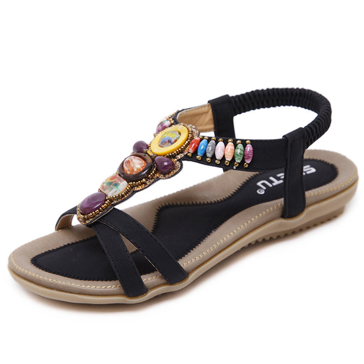 Dame mode sandaler med dekorativ fodseng-applikation Stilla