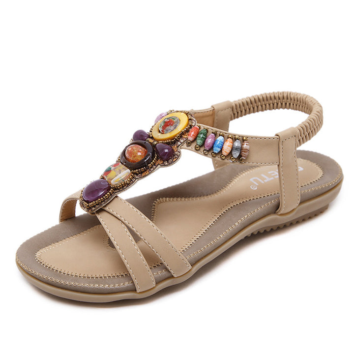 Dame mode sandaler med dekorativ fodseng-applikation Stilla