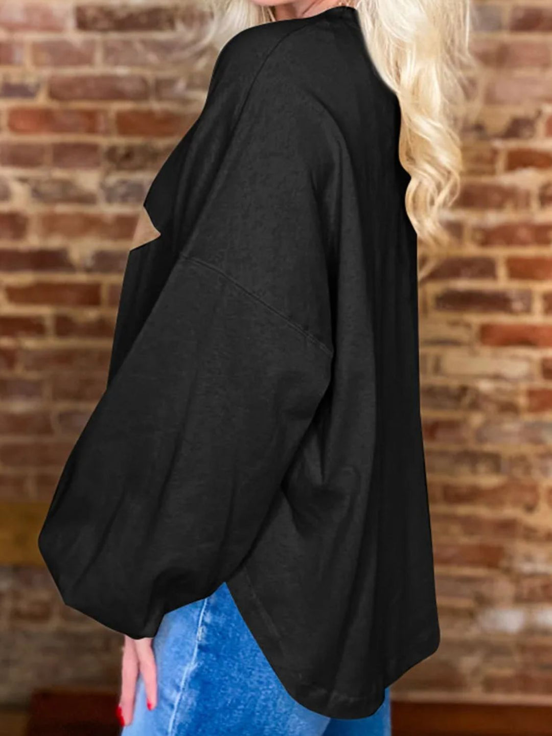 Stilla | Bluse med lange ærmer og rund stjerneskrave