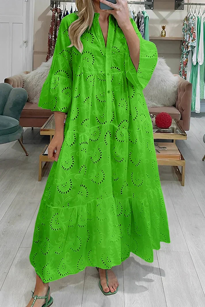 Stilla | Elegante Kjole Med Broderede Øjne