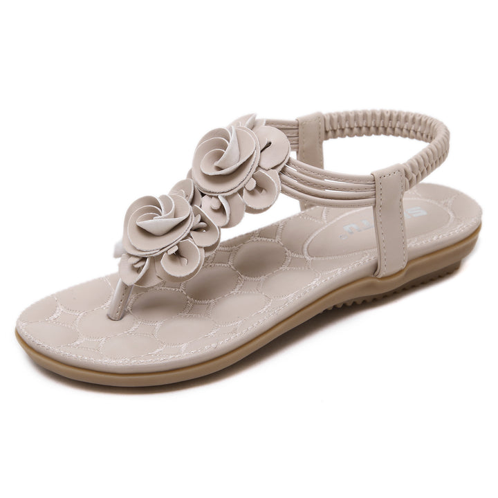 Dame blomster-applikerede flip-flops Stilla
