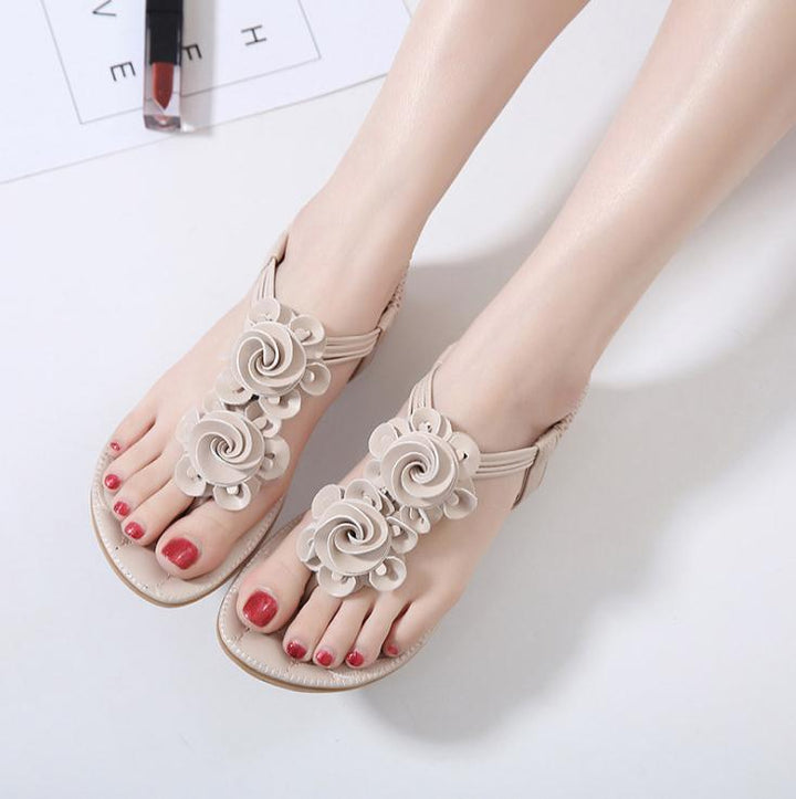 Dame blomster-applikerede flip-flops Stilla
