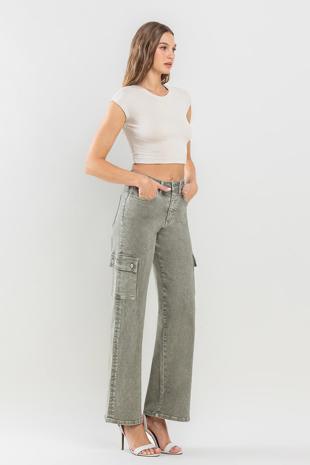 Stilla | by Flying Monkey 90'ernes Super High Rise Cargo Jeans