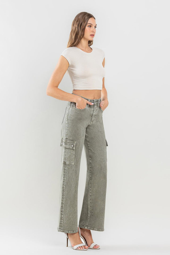 Stilla | by Flying Monkey 90'ernes Super High Rise Cargo Jeans