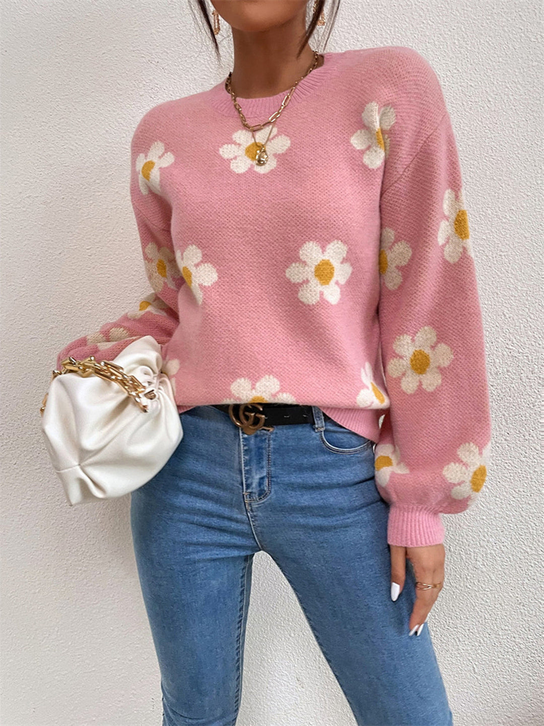 Stilla | Rund Hals Lantern Ærme Sweater