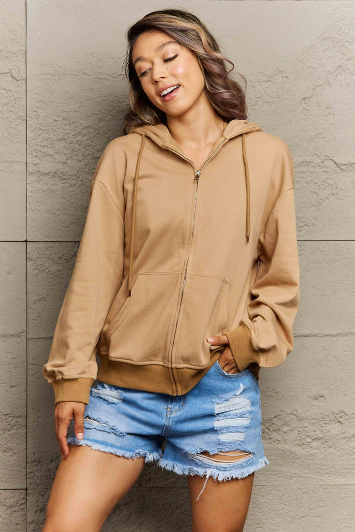 Stilla | Plus Size Zip Up Langærmet Hættetrøje
