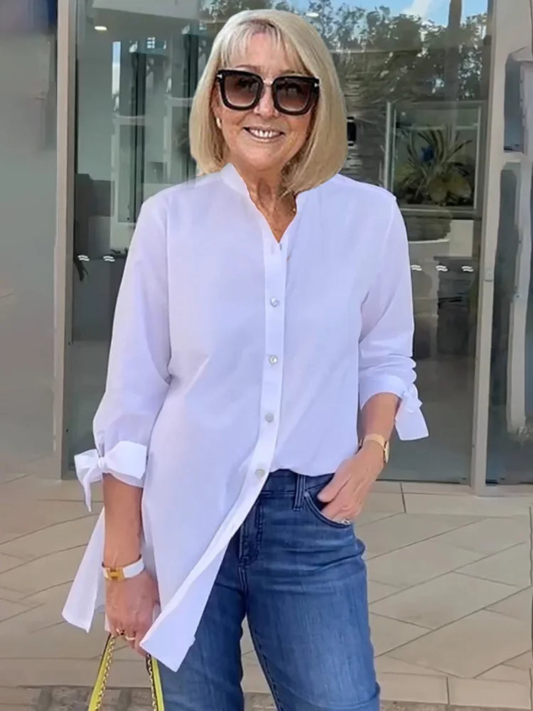 Stilla | Lang bomuldsbluse