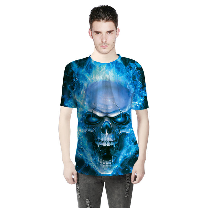 Herrer T-shirt med imponerende kraniumdesign og livligt farvespil Stilla