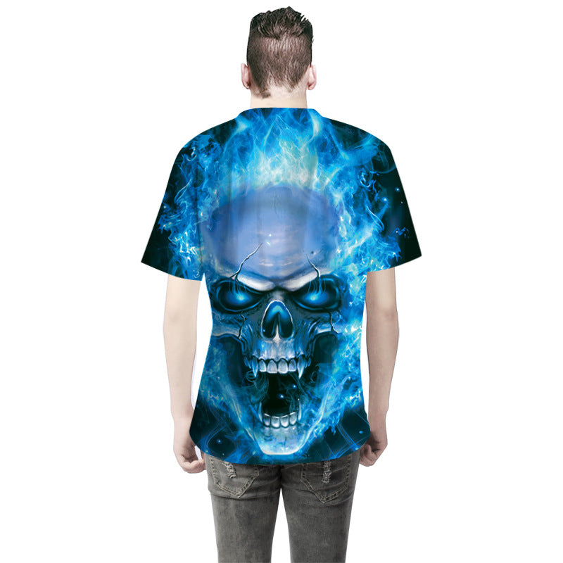 Herrer T-shirt med imponerende kraniumdesign og livligt farvespil Stilla