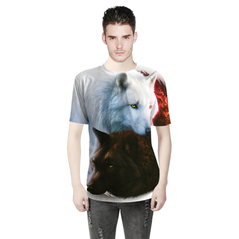 Unisex T-shirt med imponerende ulvemotiv og højkvalitets digitaltryk Stilla