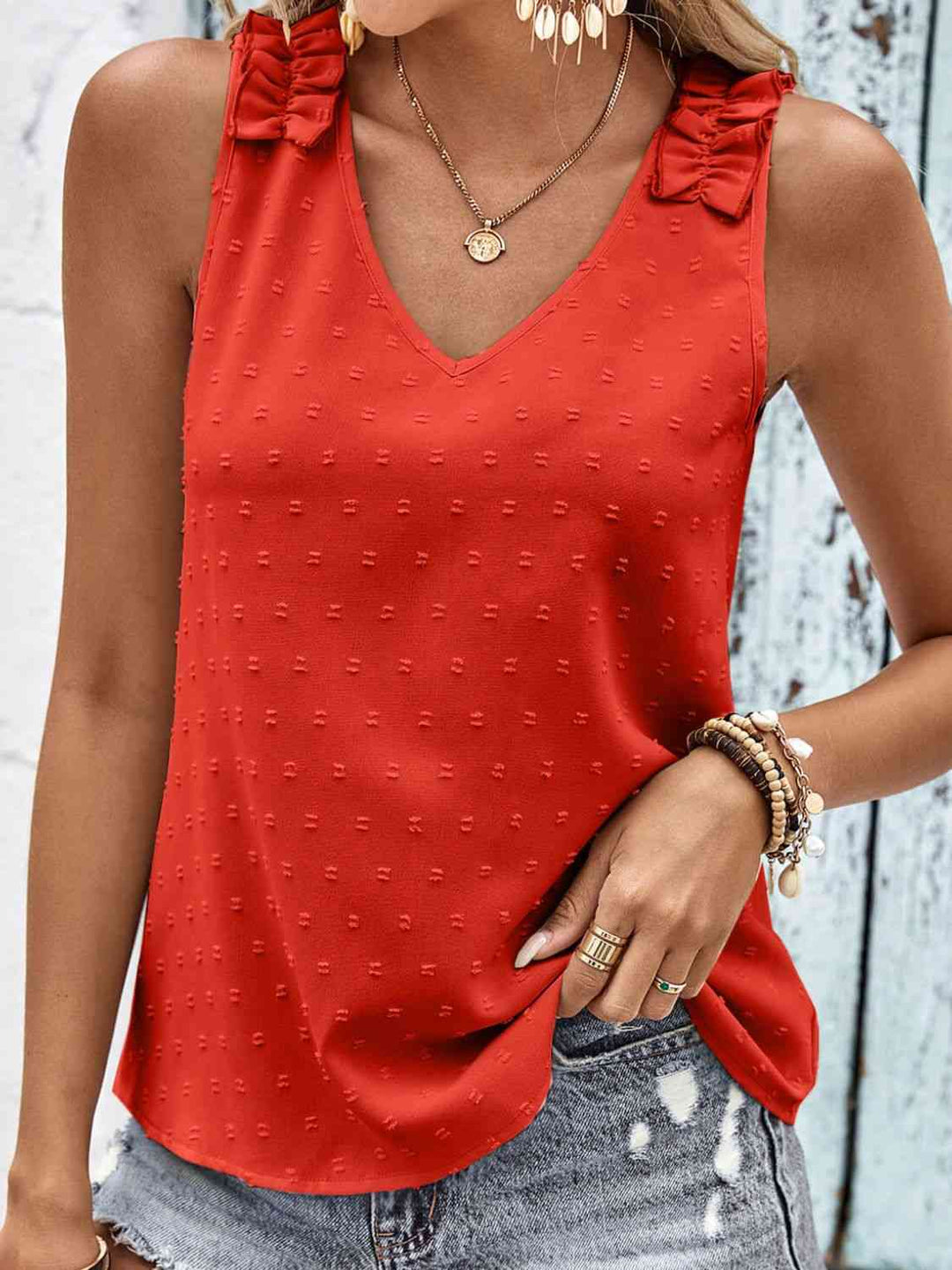 Stilla | Dot Shoulder Detail V-hals Tank