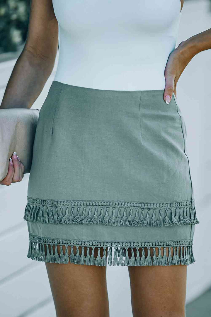 Stilla | Bagspejls Tassel Kant Mini Nederdel