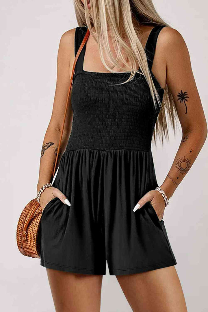 Stilla | Nakke Smocked Romper Med Lomme