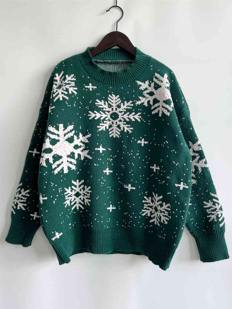 Stilla | Mønstret Droppet Skuldret Sweater