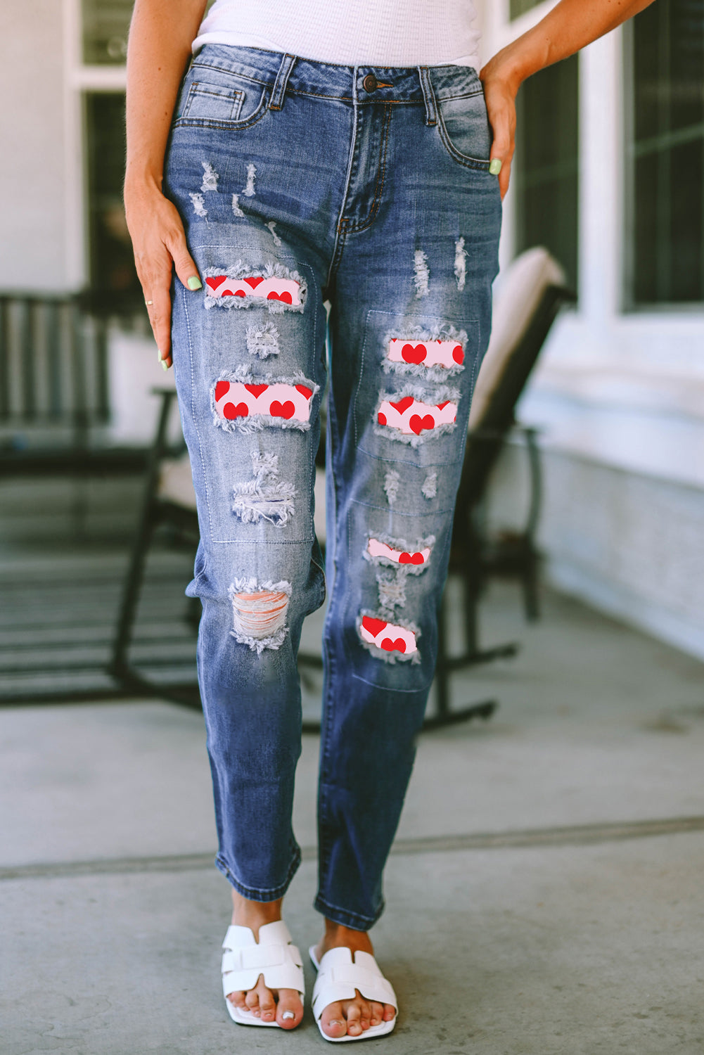 Stilla | Distressed Raw Hem Straight Jeans