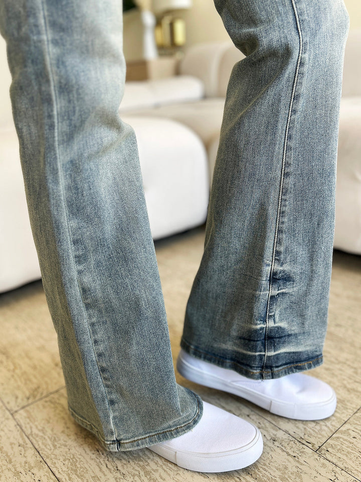 Stilla | Blå Full Size Høj Talje Flare Jeans