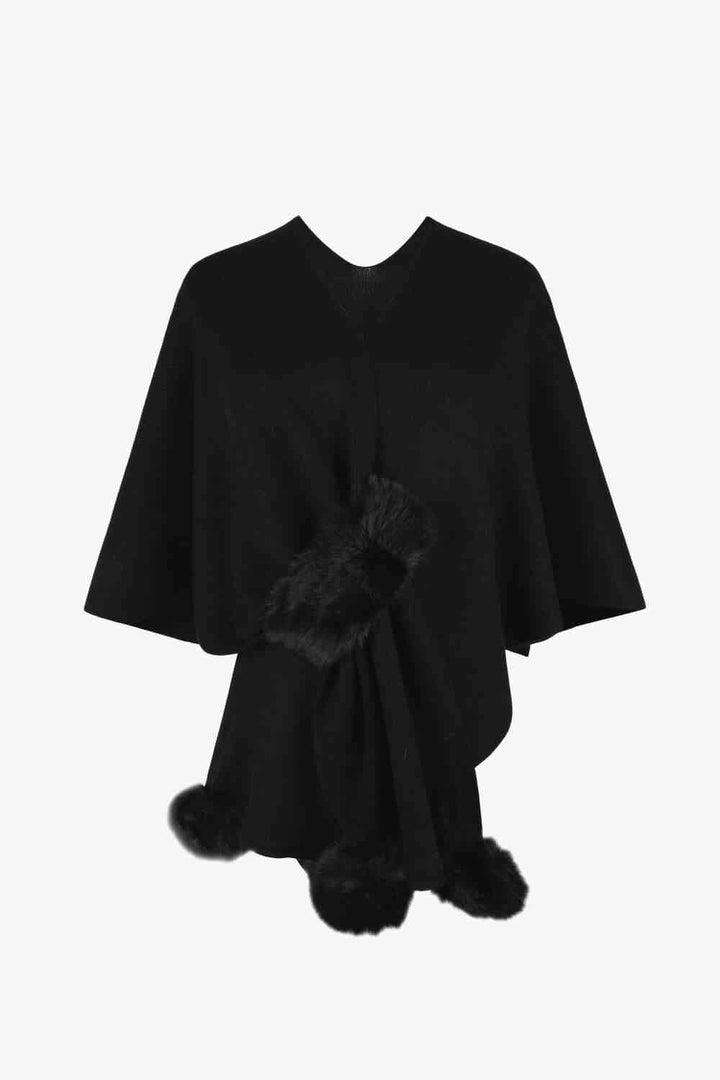 Stilla | Hals Pom-pom Trim Poncho