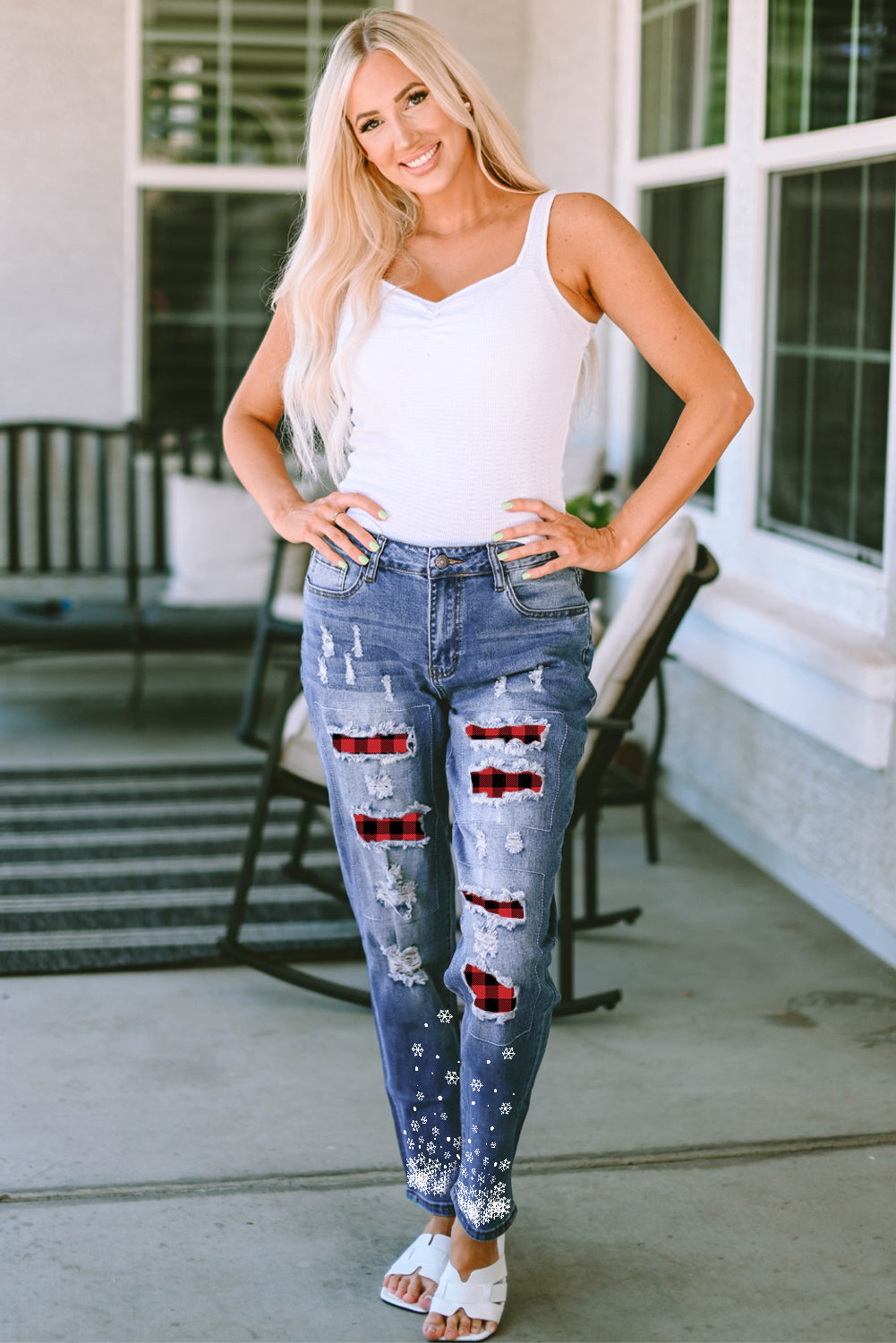 Stilla | Snow Graphic Distressed Jeans