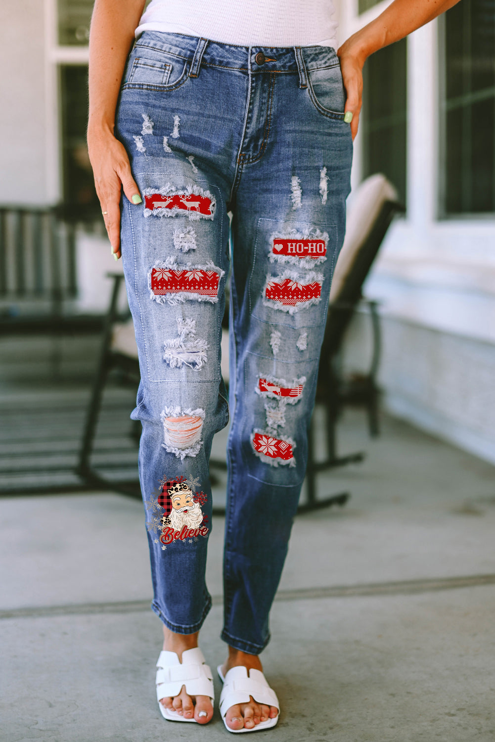 Stilla | Grafisk Slidt Lige Jeans