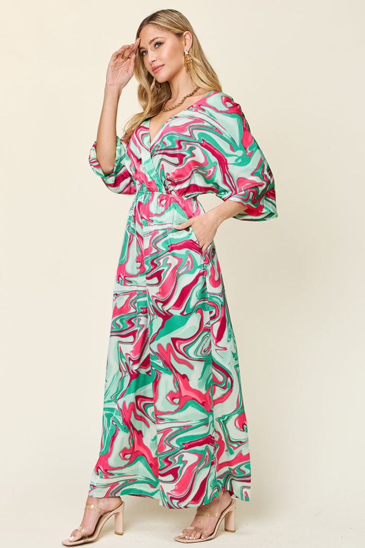 Stilla | Tag Ful Størrelse Halv Ærme Bred Ben Jumpsuit