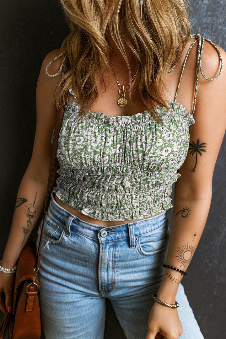 Stilla | Smocked Printed Square Neck Cami