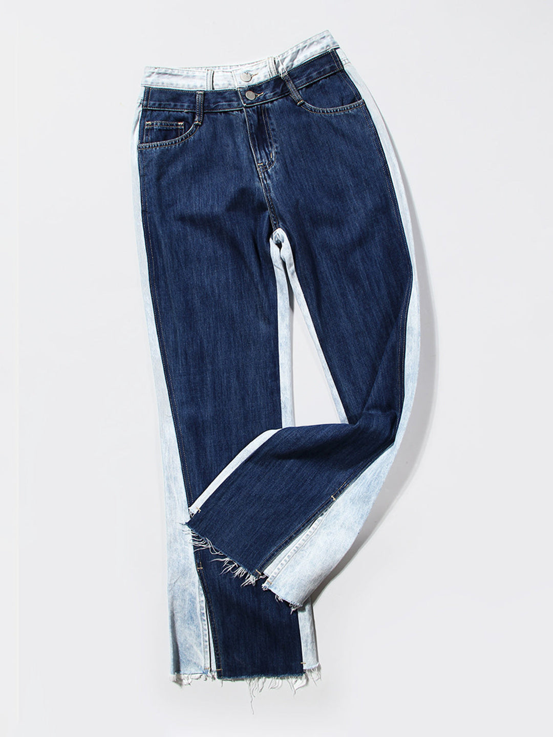 Stilla | Knap-åbning Slids Frayed Hem Jeans