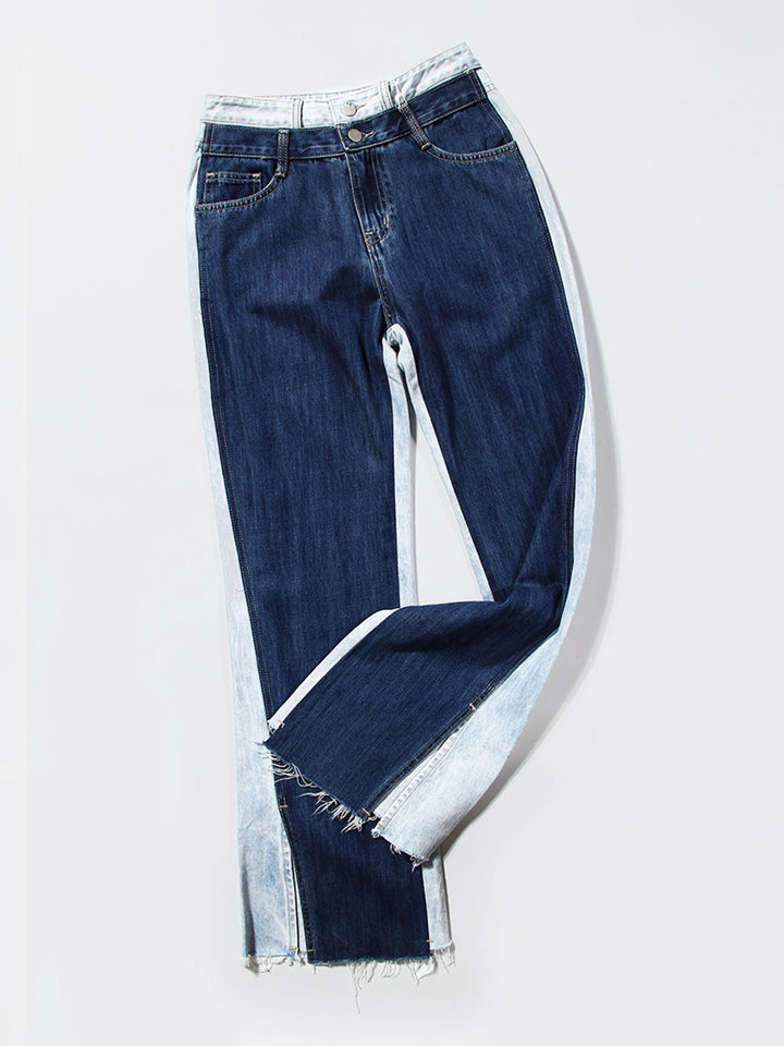Stilla | Knap-åbning Slids Frayed Hem Jeans