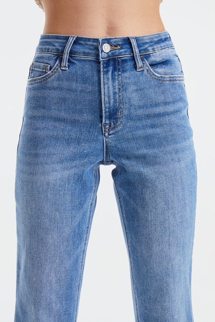 Stilla | Full Size Høj Talje Raw Hem Straight Jeans