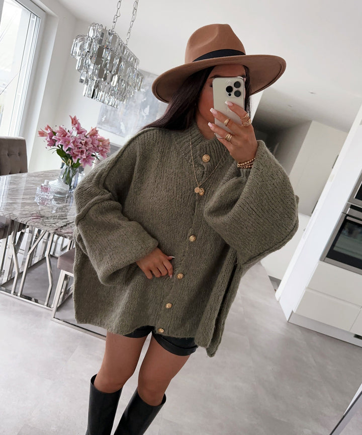 Stilla | Cozy, Oversized Cardigan I Blødt Khaki