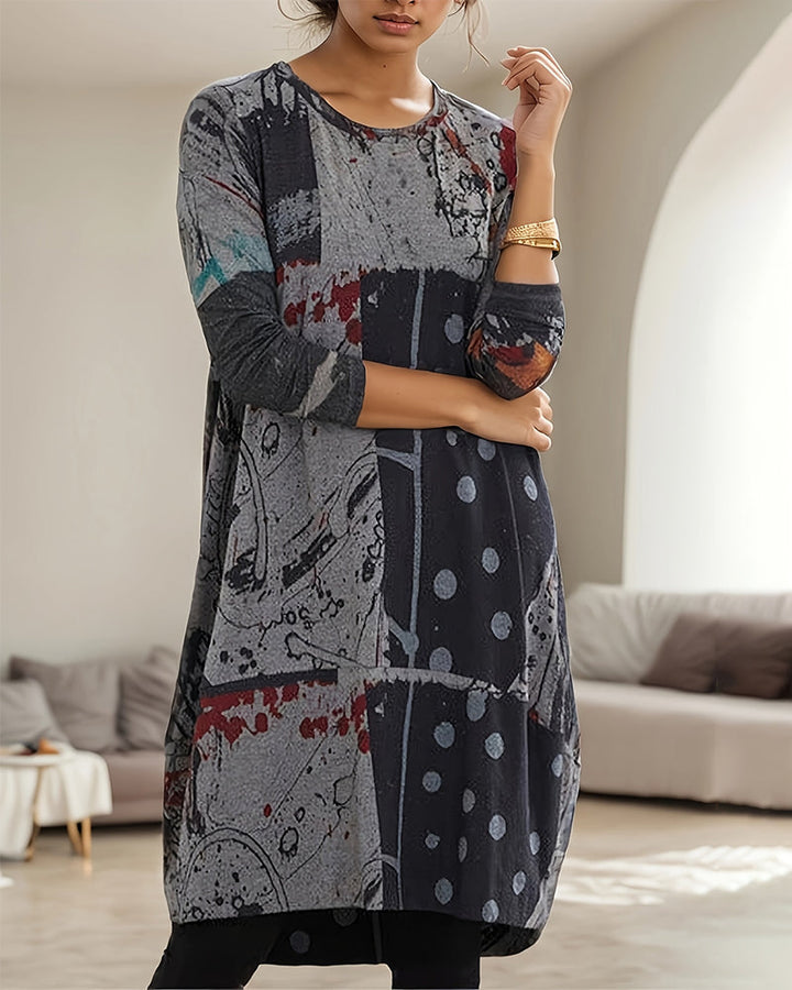 Stilla | Retro kjole med print