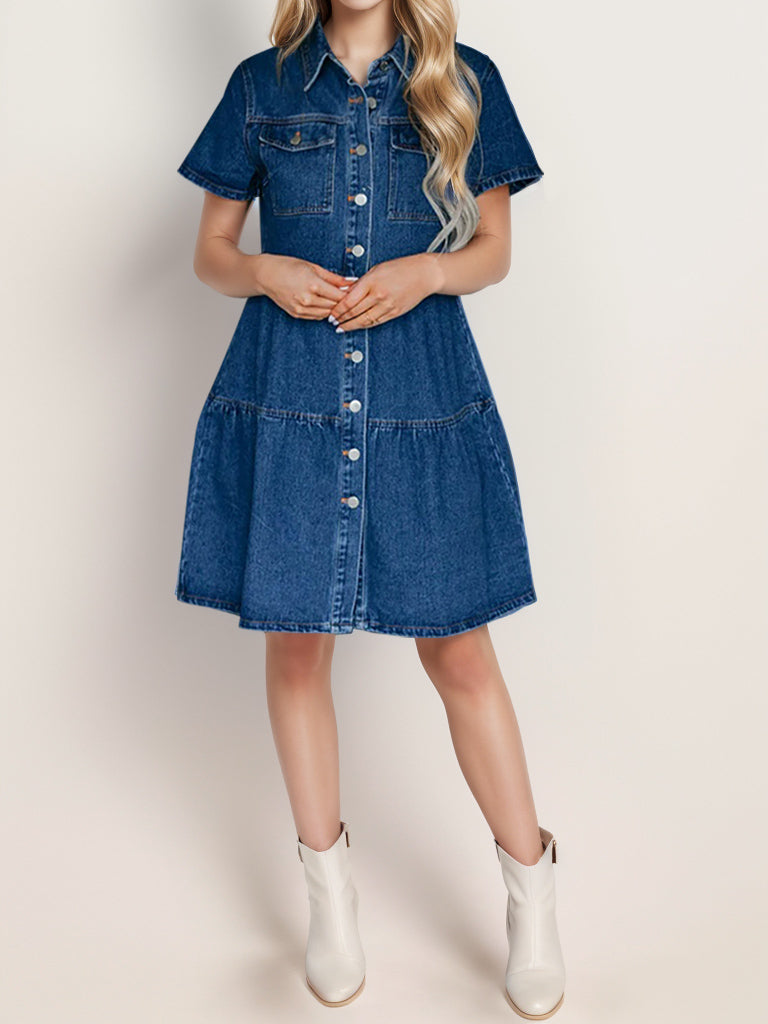 Stilla | Up Kortærmet Denim Kjole