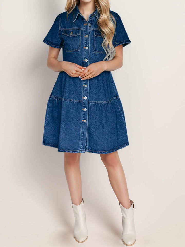 Stilla | Up Kortærmet Denim Kjole